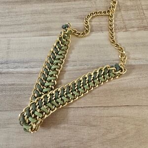 Chic Gold and Green Chain Necklace